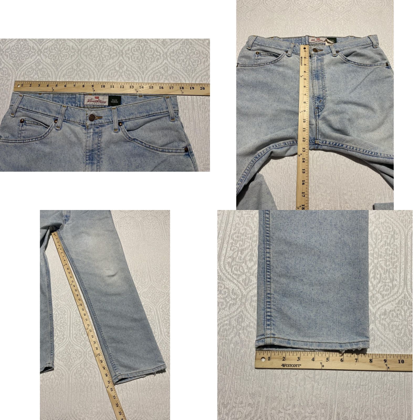 Levi's VINTAGE Levi's Signature Flex Denim Jeans Mens 34x32 Light Wash Straight Relaxed Fit Blue 90s Style Mens Size US 34 / EU 50 - 8 Thumbnail