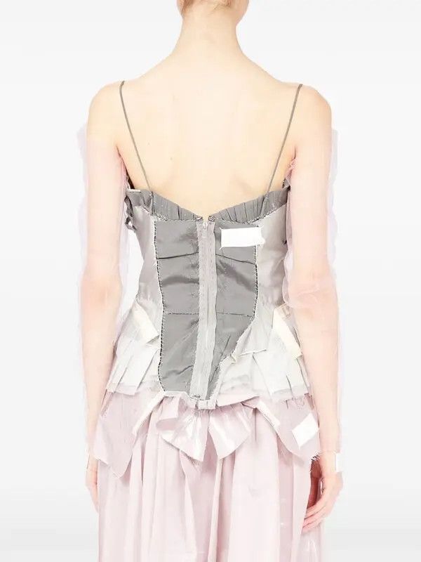 Maison Margiela o1mle0426 Decortique Satin Top in Pearl Grey Size M / US 6-8 / IT 42-44 - 4 Thumbnail