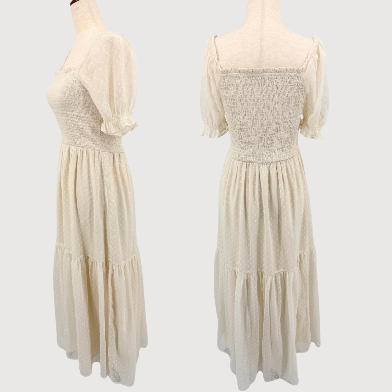 Other Patrons of Peace Smocked Maxi Dress Ivory Cottagecore M Size M / US 6-8 / IT 42-44 - 3 Thumbnail