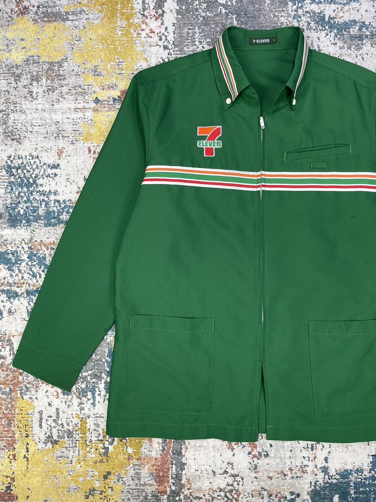 Japanese Brand Vtg 7 ELEVEN Back Spell Zipper Overshirt Uniform Size US L / EU 52-54 / 3 - 3 Thumbnail