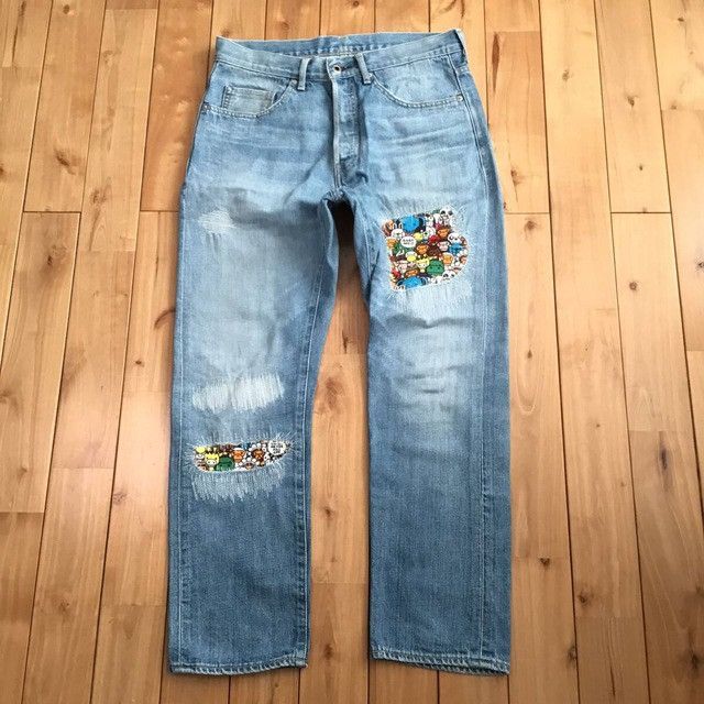 Bape × Nigo BAPE MILO Animal Safari DAMAGED DENIM PANTS APE NIGO ★size S Size US 30 / EU 46 - 1 Thumbnail