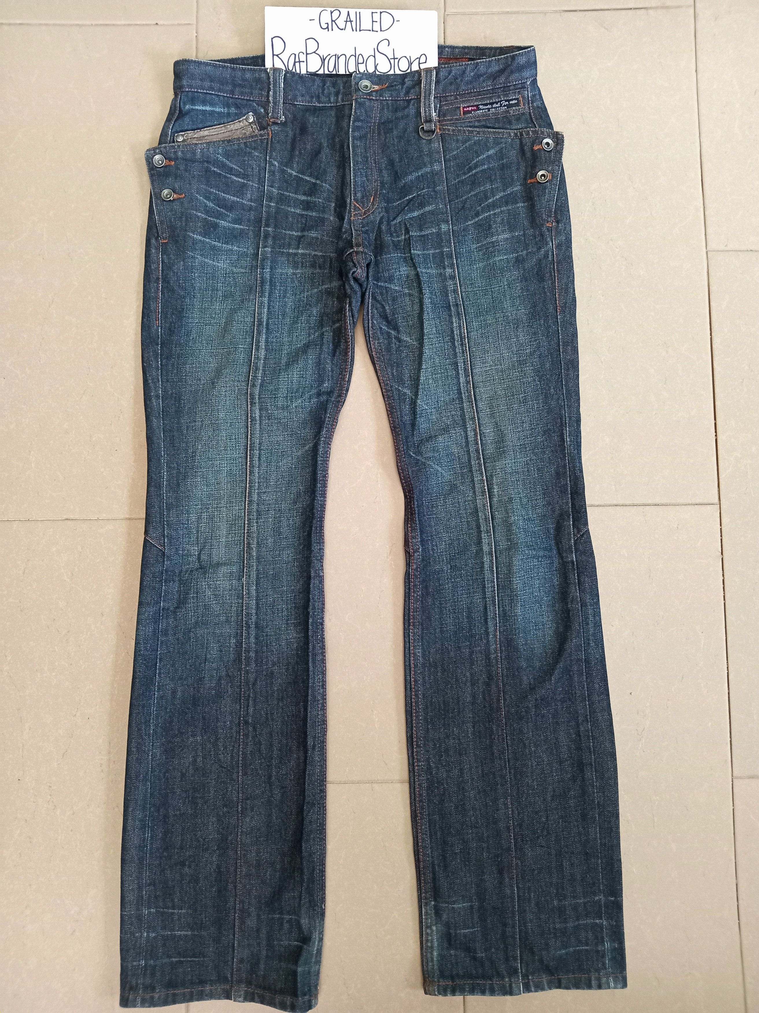 Japanese Brand × Nicole Club × Tornado Mart Japanese Brand Nicole Club For Men Snake Skin Flare Jeans Size US 33 - 1 Thumbnail
