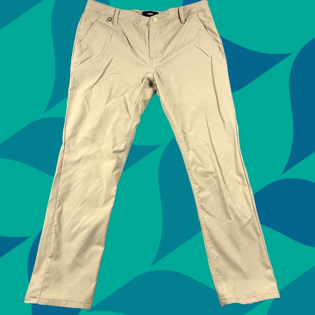 True Chino Pants Mens 38x32 Beige Slim Straight Golf Casual All Day Linkswear, Men's