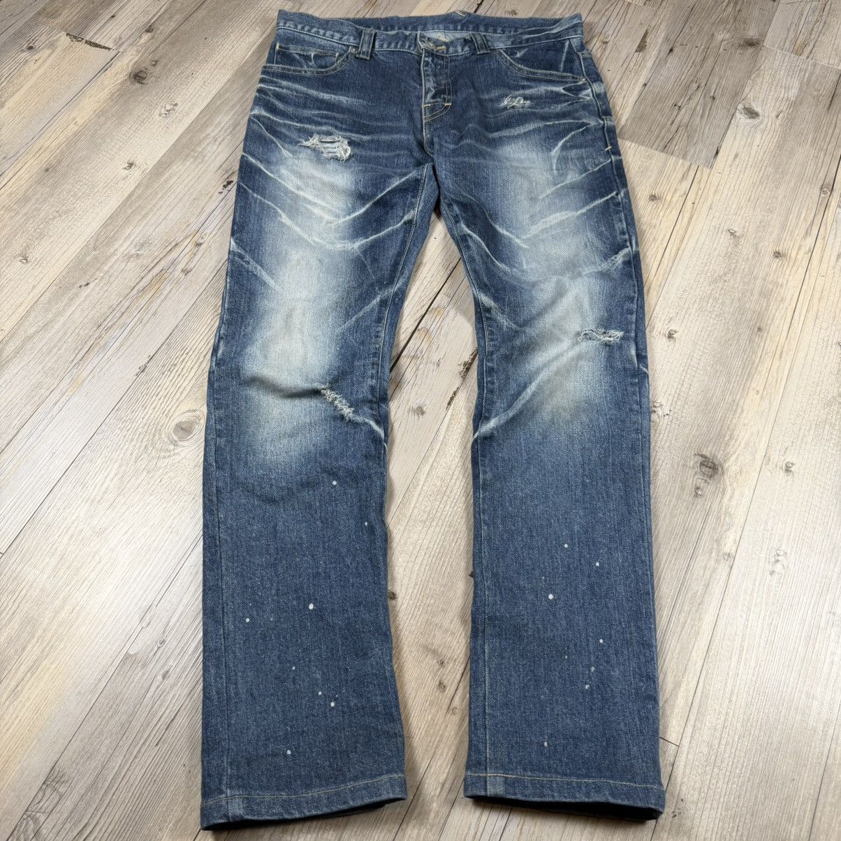 Rare Paint Splatter Tornado Mart Japan Whisker Jeans