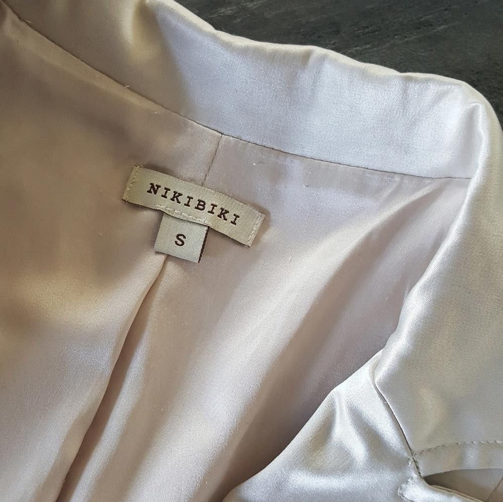 Designer Nude Satin Nikibiki Business Blazer Long Sleeve Size S / US 4 / IT 40 - 3 Thumbnail