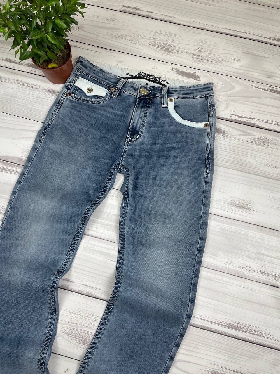 True Religion Y2K Grey Blue Distressed Jeans True Religion Aesthetic Size US 36 / EU 52 - 6 Thumbnail