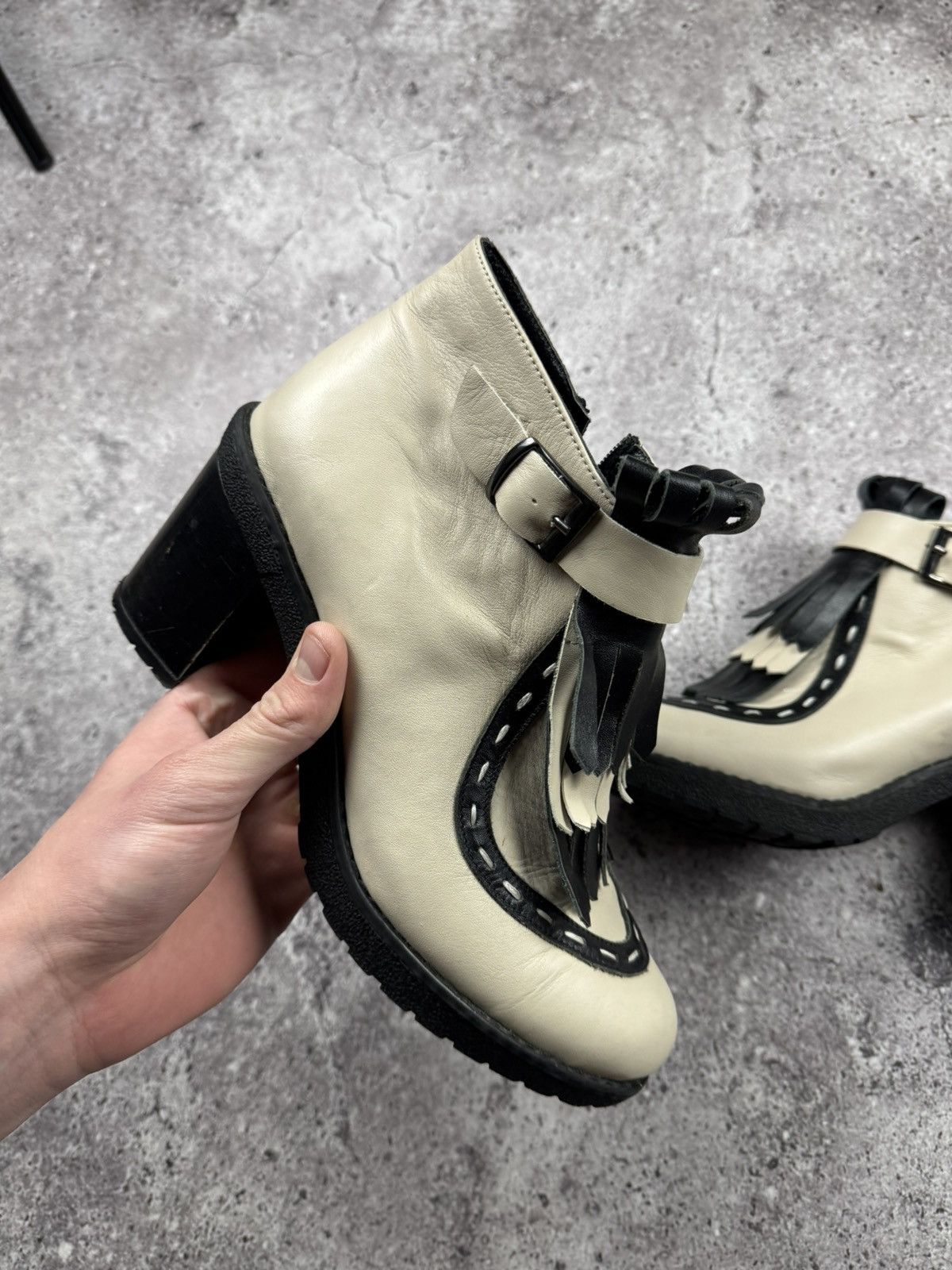 Japanese Brand Vintage Rick Owen’s Style Y2K Leather Fridge Heels Boots 00s Size US 8 / IT 38 - 9 Thumbnail