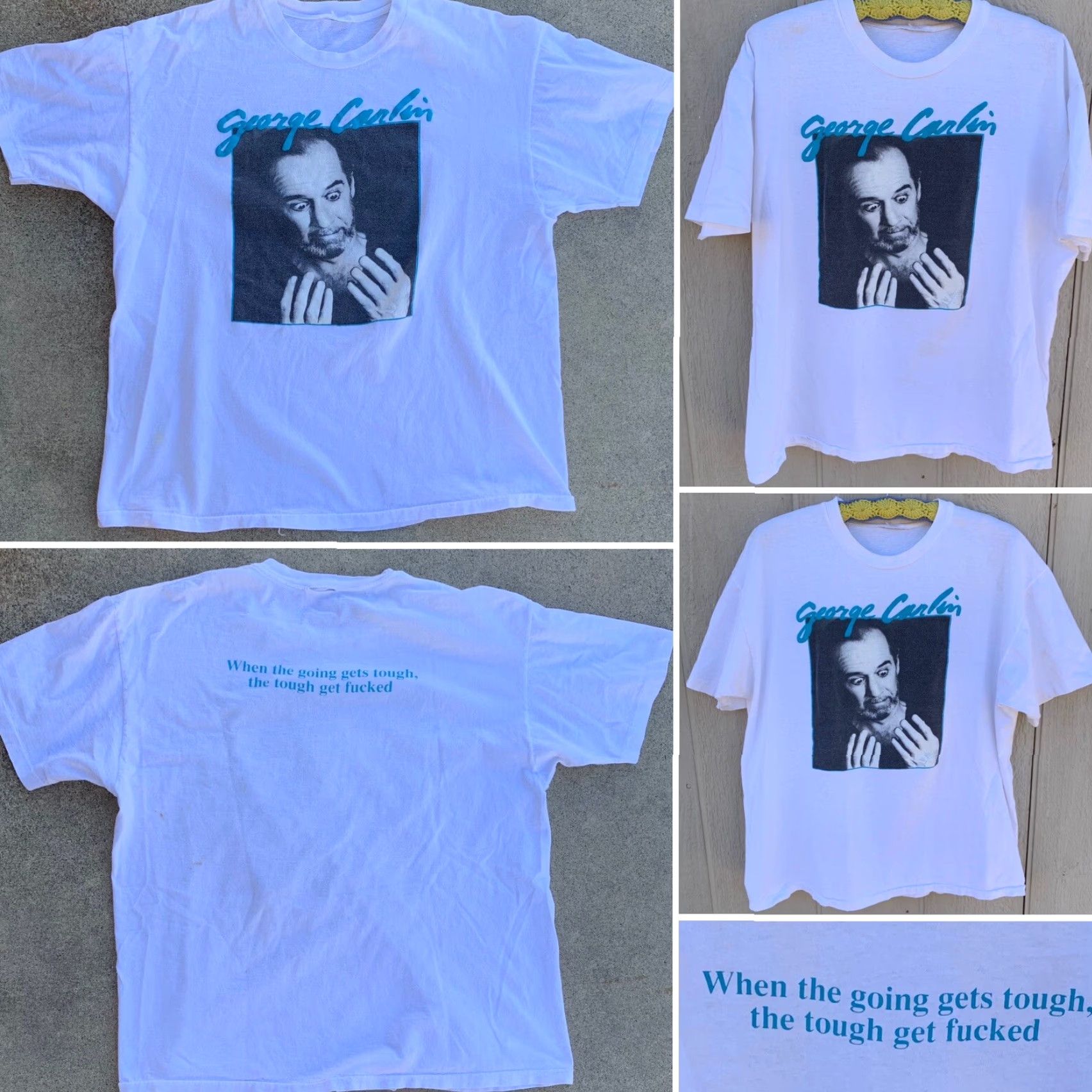 George VINTAGE George Carlin t shirt graphic tee XL Men Shirt Short Sleeve Crew Neck White Graphic Print Comics Funny 1960s-? Mens Size US XL / EU 56 / 4 - 5 Thumbnail