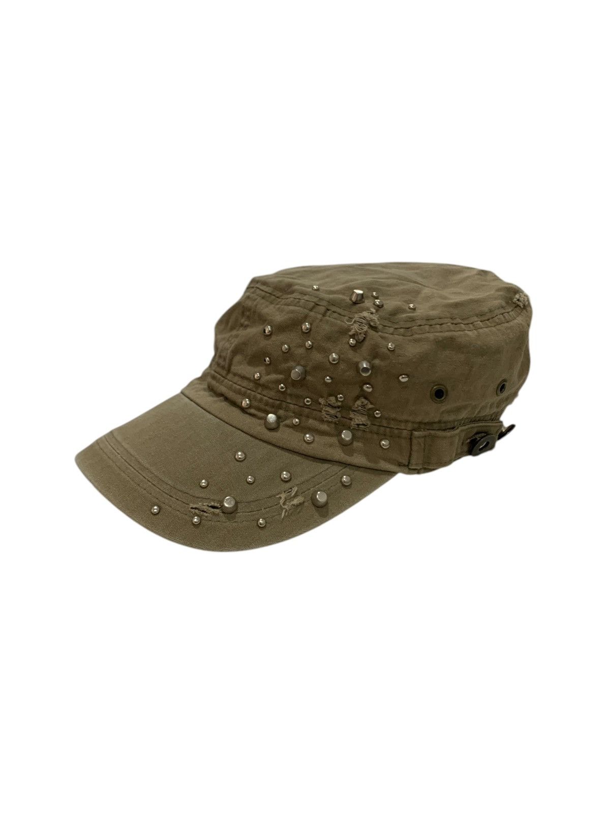 Japanese Brand 2000s Vintage Sun Faded Distressed Cadet Hat Studded Size ONE SIZE - 1 Thumbnail