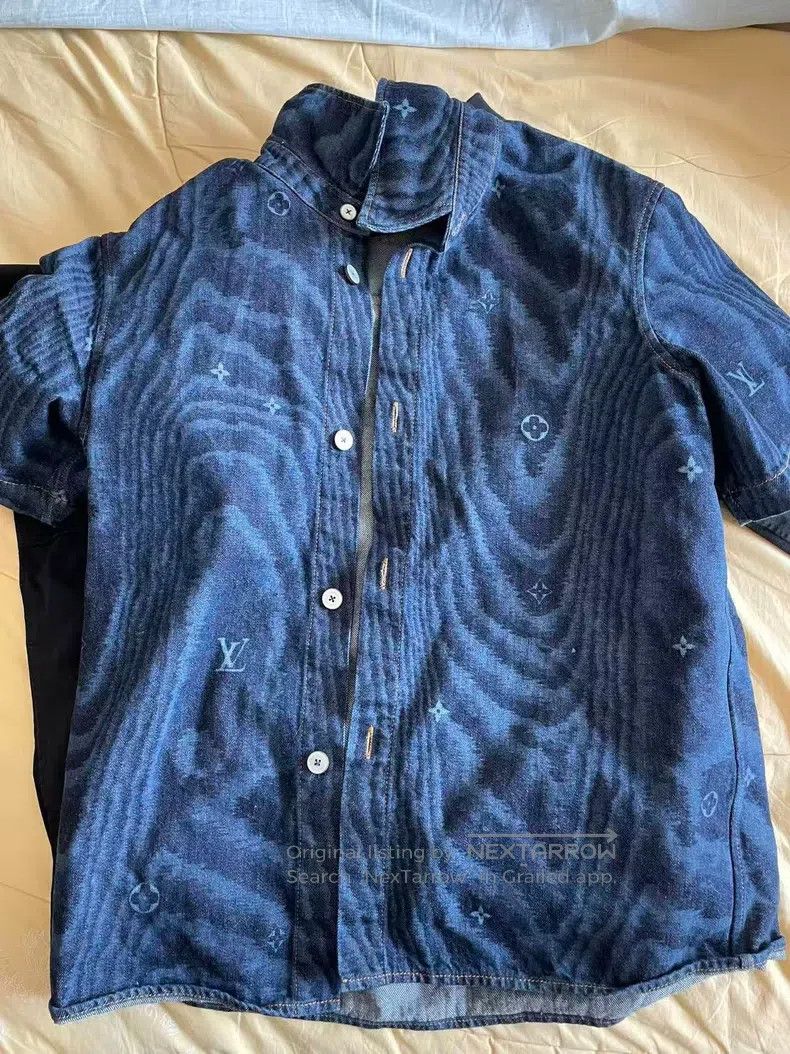Louis Vuitton Louis Vuitton Wood grain rendering full logo denim short s Size US XL / EU 56 / 4 - 2 Thumbnail