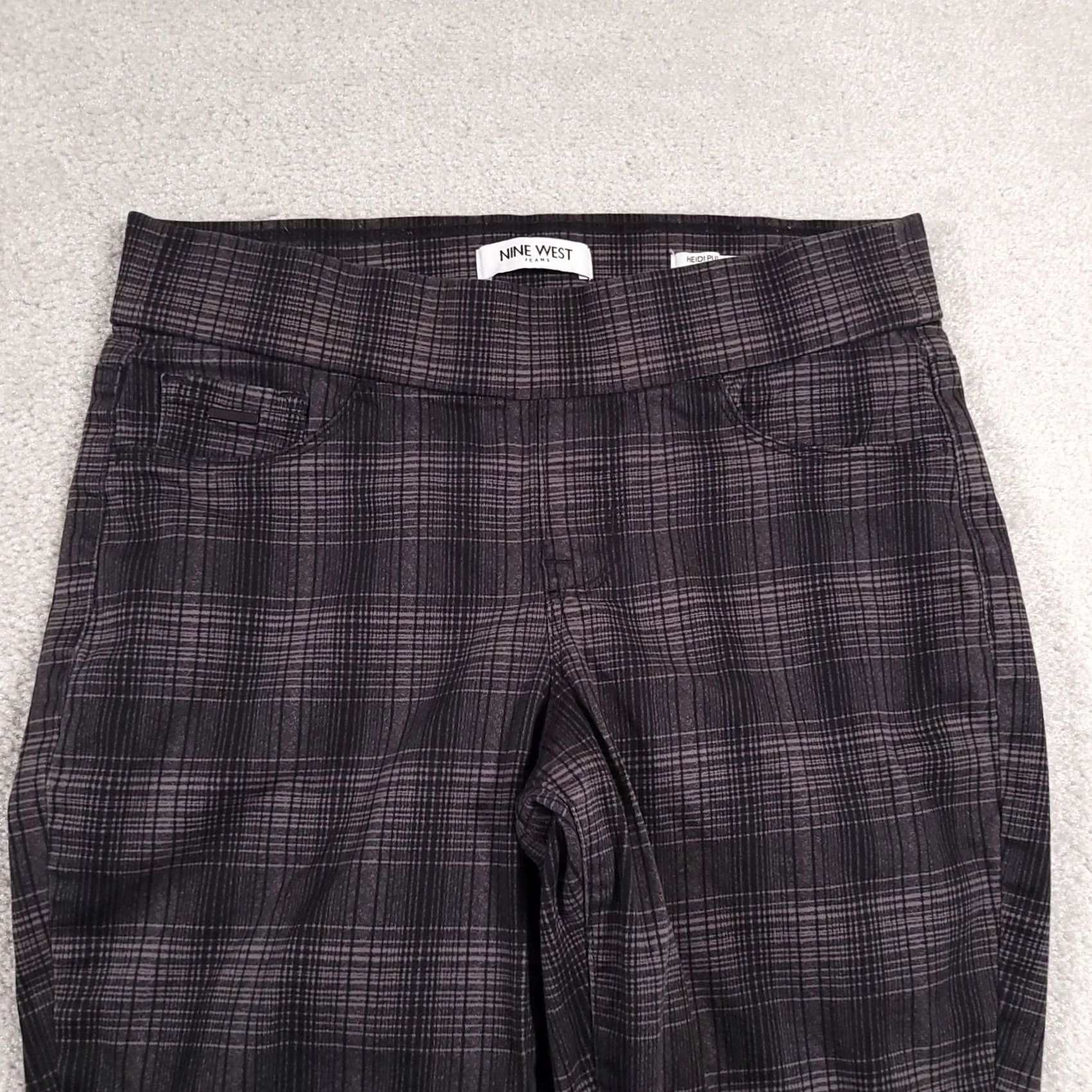 Nine West Nine West Heidi Pull-On Skinny Stretch Pant Women's 4 Gray Glasgow Plaid Pants Size 27" / US 4 / IT 40 - 3 Thumbnail