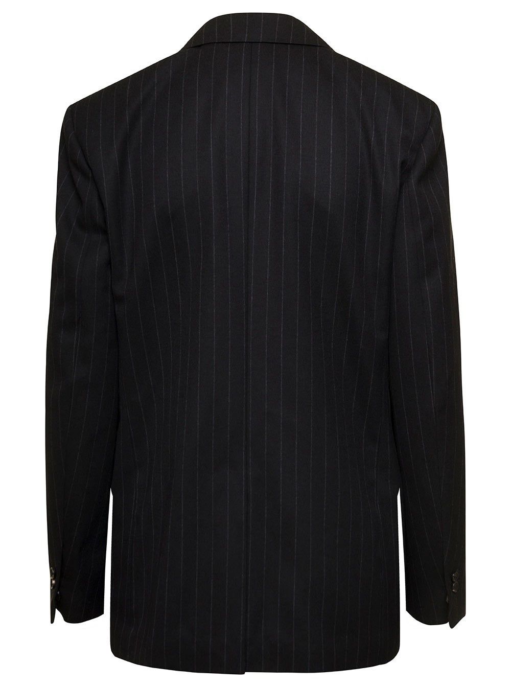 Bottega Veneta o1n1vont0625 Wool Pinstripe Shirt Jacket in Black Size M / US 6-8 / IT 42-44 - 2 Thumbnail