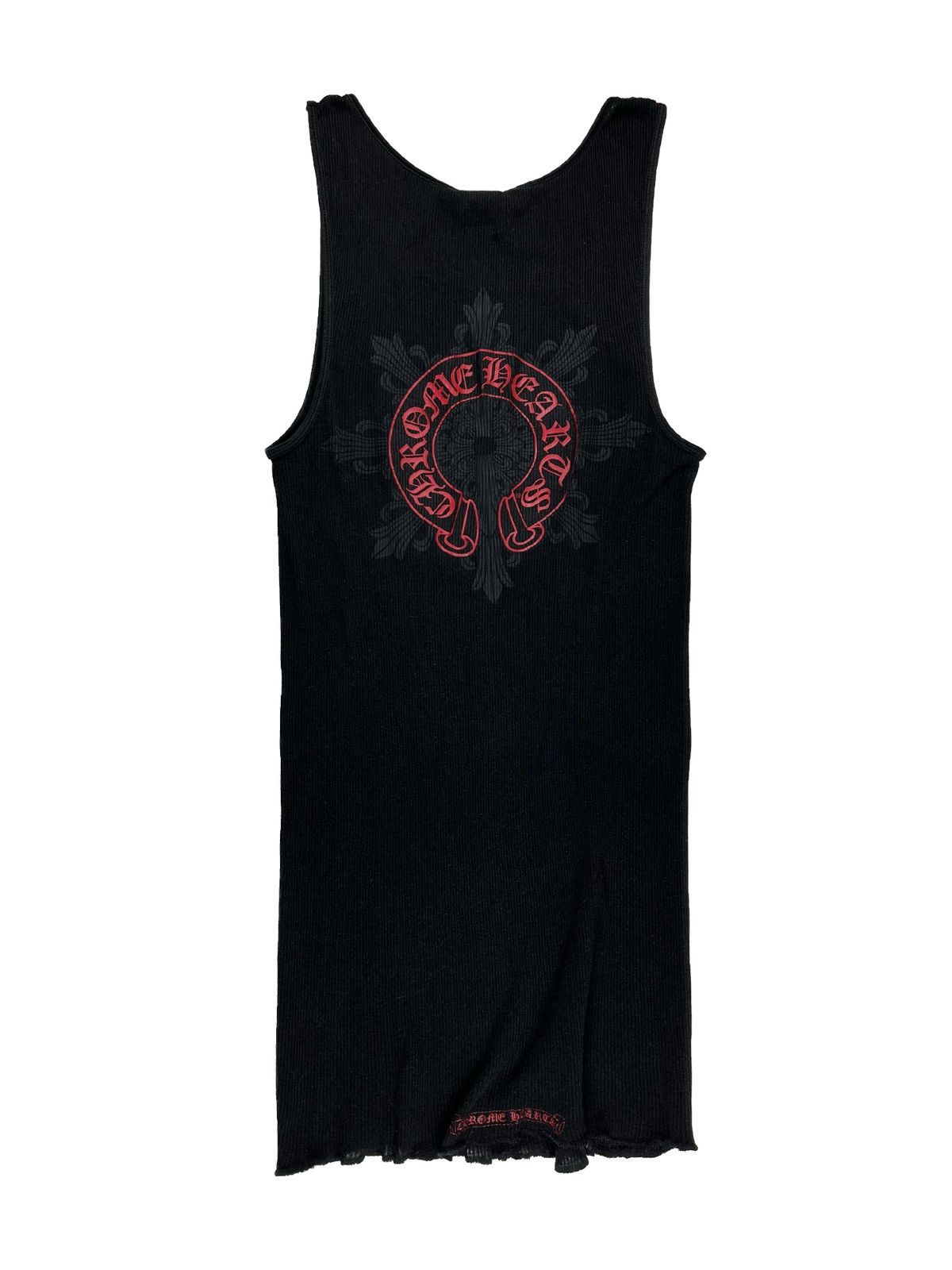 Pre-owned Chrome Hearts Floral Red Horseshoe Logo Tank Top In Black