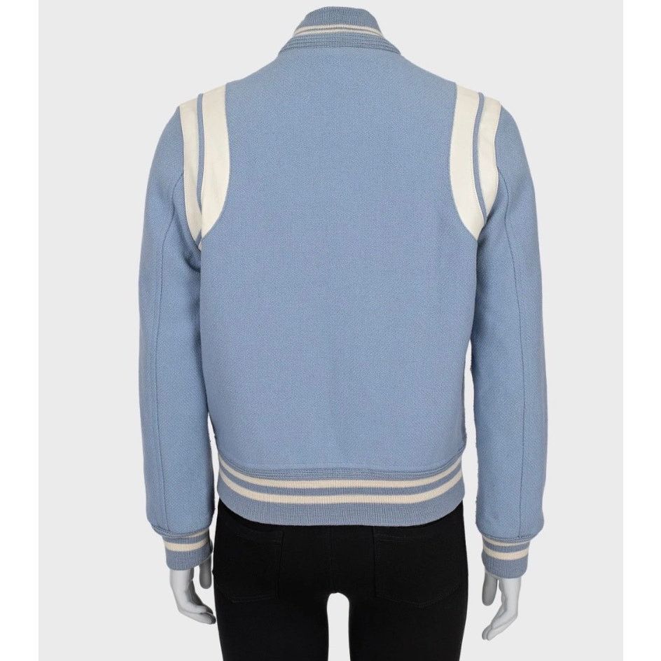 Saint Laurent Paris Saint Laurent Light Blue Wool Bomber Jacket FR40 / L Size M / US 6-8 / IT 42-44 - 3 Thumbnail