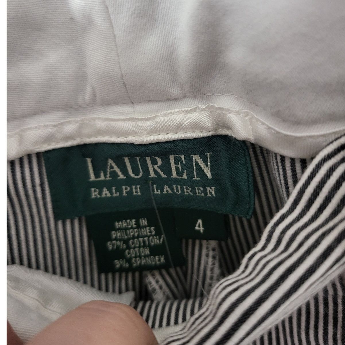 Lauren Ralph Lauren Lauren Ralph Lauren White/Dark Gray Stripe Rib Trousers-Sz 4 Size 27" / US 4 / IT 40 - 4 Thumbnail