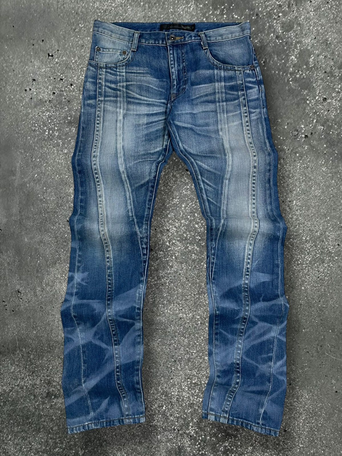 Rare Vintage Designer Japan Schlussel Artwork Layered Denim