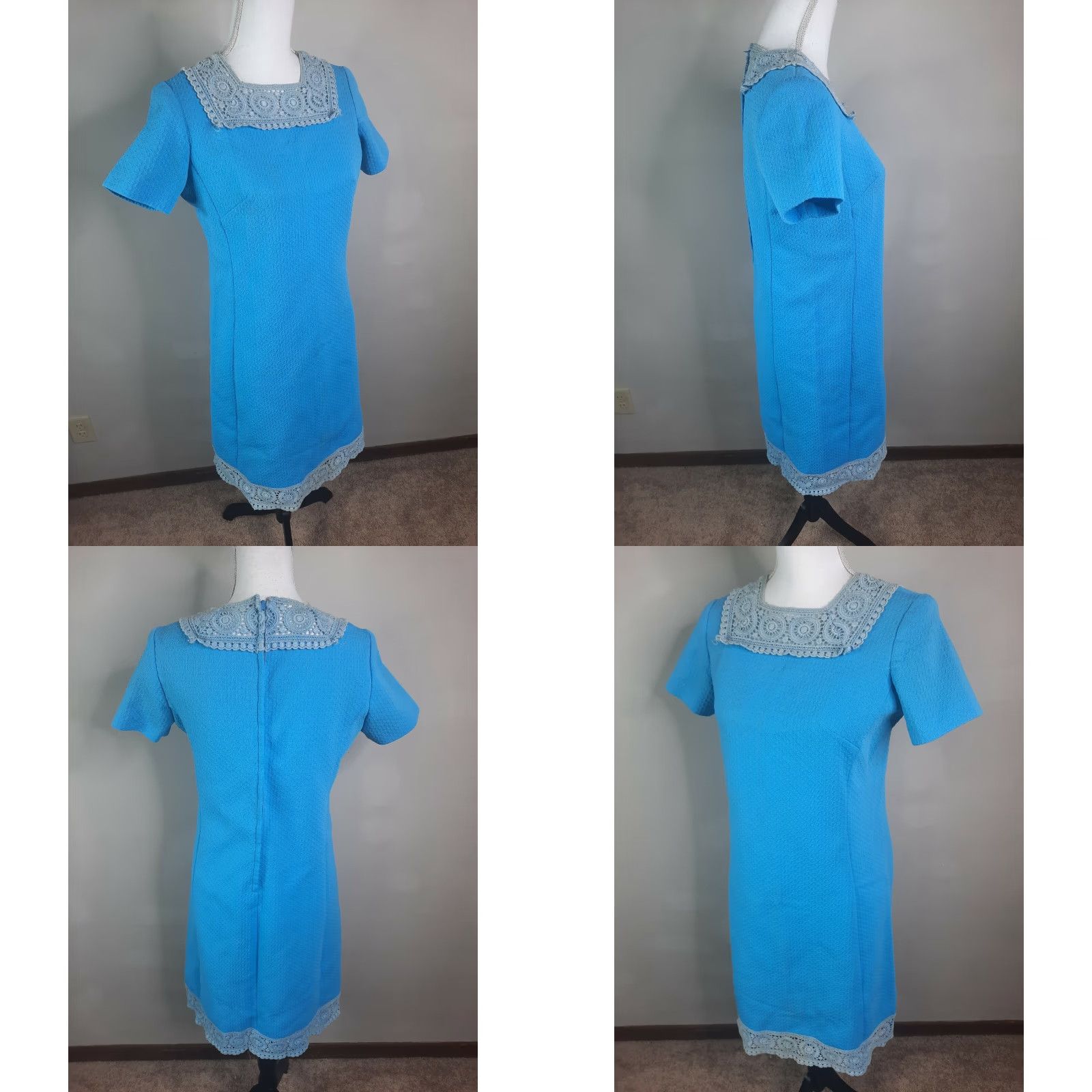 Madison VINTAGE Meg Madison New York 60s D2S SPRING scooter mod textured mini GoGo dress S/M 34 Blue Women's Size XXS / US 00 / IT 34 - 8 Thumbnail
