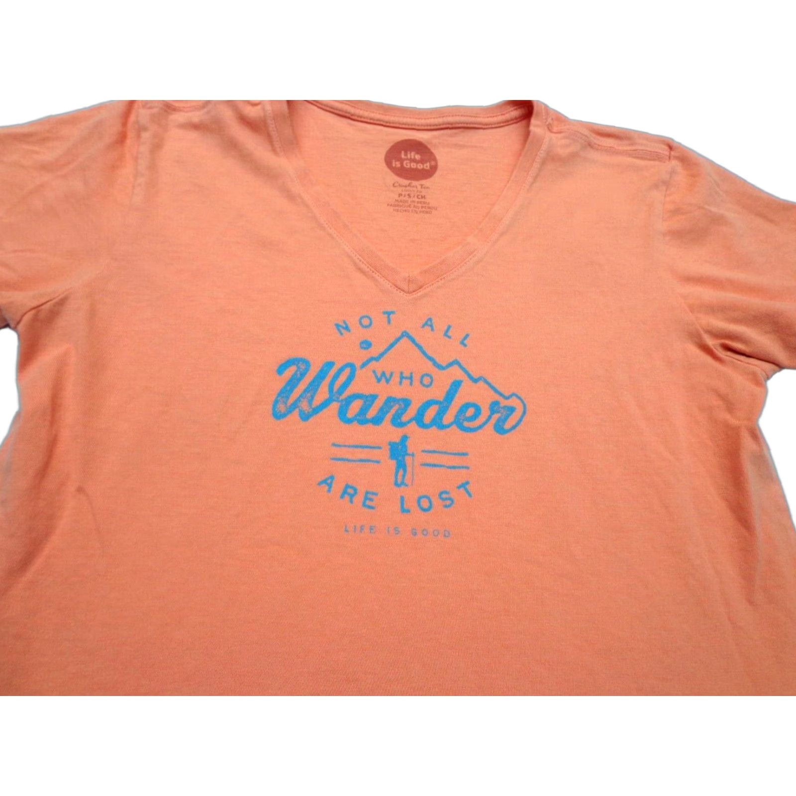 Life is Good Life is Good Crusher Tee V-Neck T Shirt Small Orange Women Short Sleeve 100% Cotton Logo Classic Casual All Seasons Fall Spring Summer Vintage No Size S / US 4 / IT 40 - 1 Thumbnail