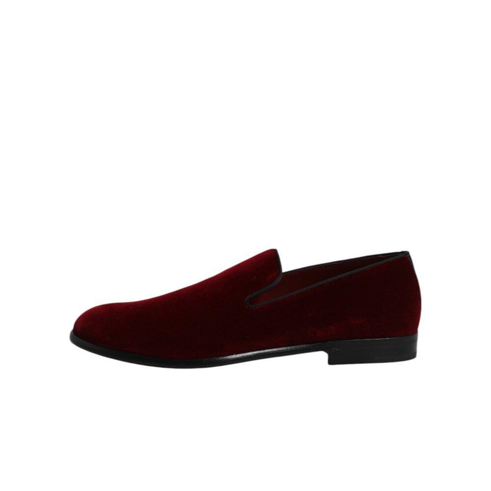 Dolce & Gabbana Dolce & Gabbana Red Cotton Velvet Slip On Loafers Formal Sho Size US 10 / EU 43 - 6 Thumbnail