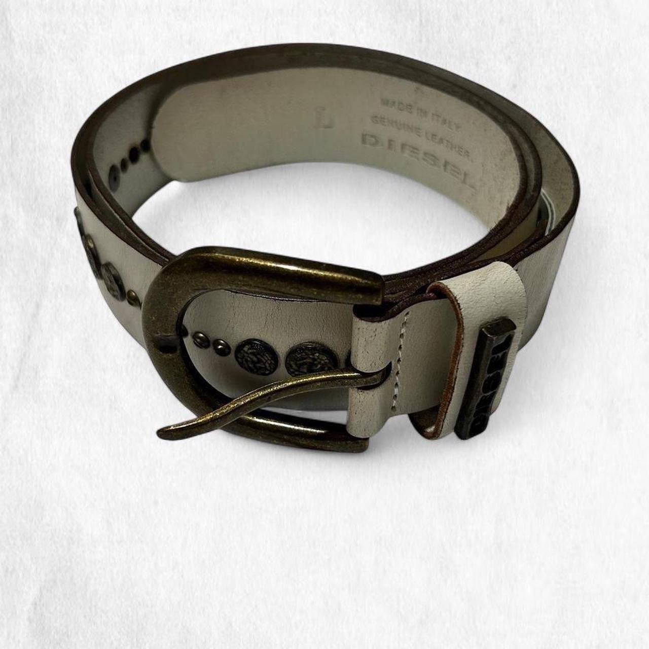 Diesel Diesel white 100% leather belt with unique brass studs Size ONE SIZE - 1 Thumbnail