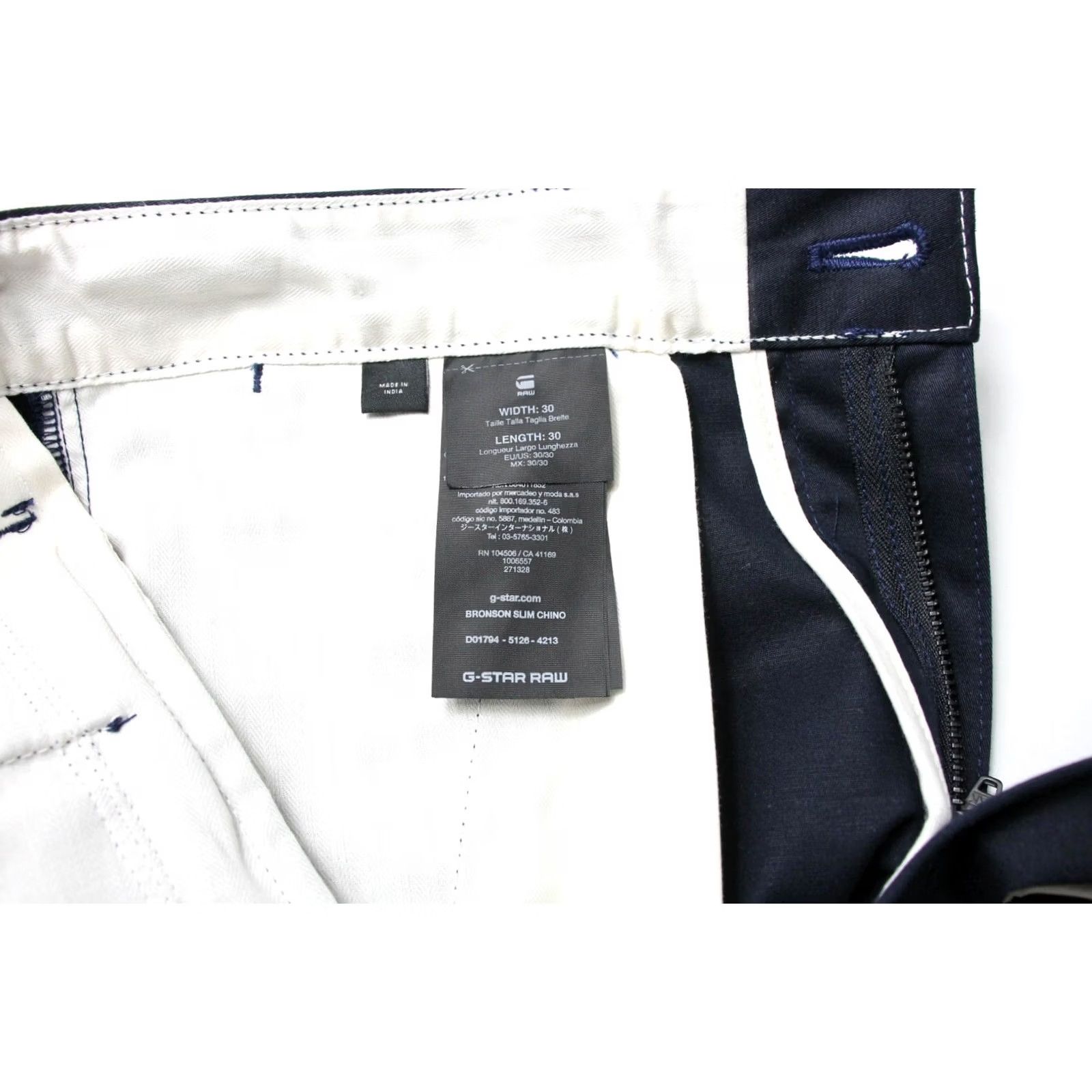 G-Star G-STAR Bronson Slim Chino Trousers Men's W30/L30 Stretch Zip Fly Navy Blue Size US 30 / EU 46 - 7 Thumbnail