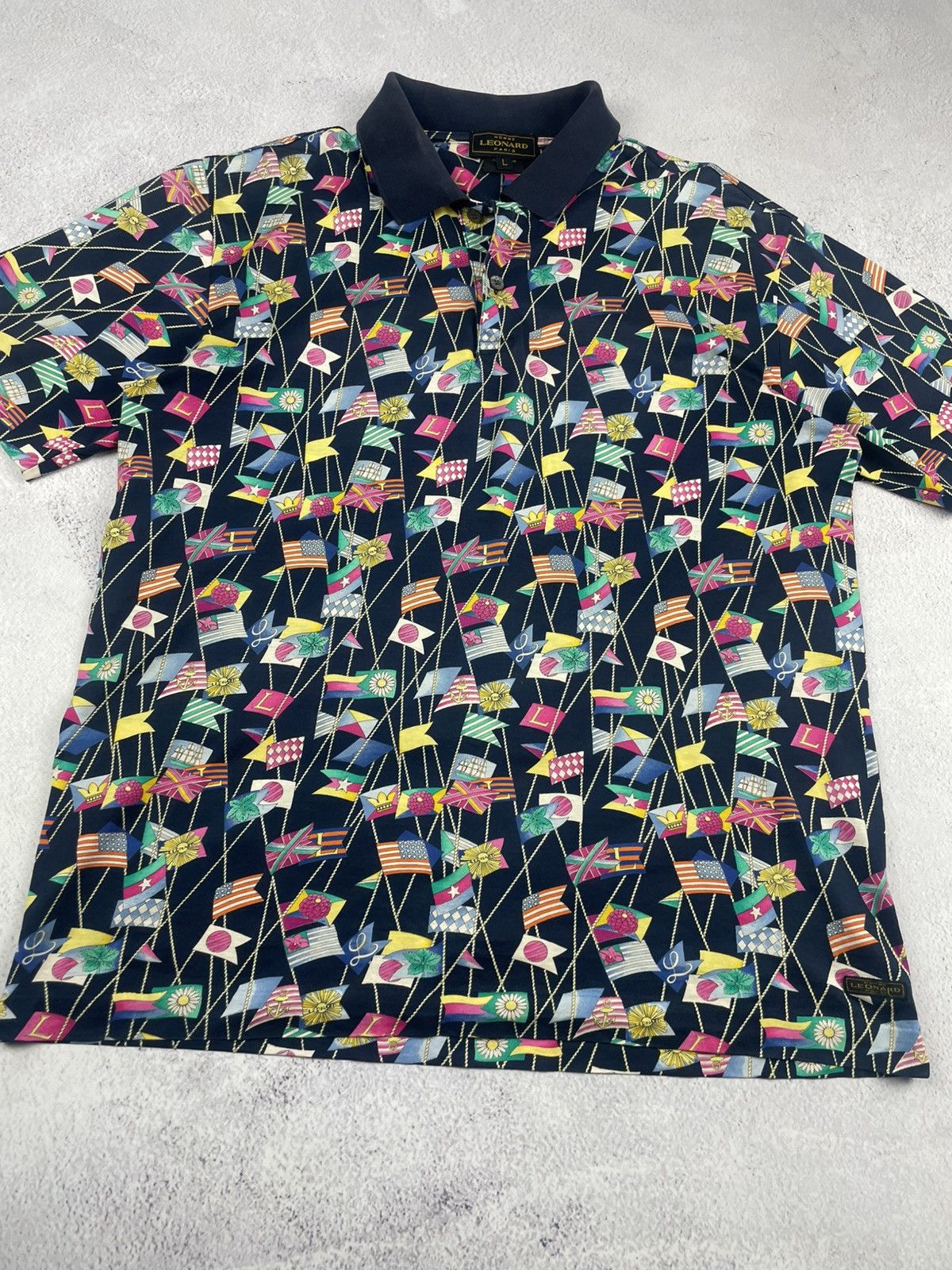 Leonard Paris Leonard Paris Homme Vintage Polo Shirt Sailing Flags Print Size US L / EU 52-54 / 3 - 3 Thumbnail