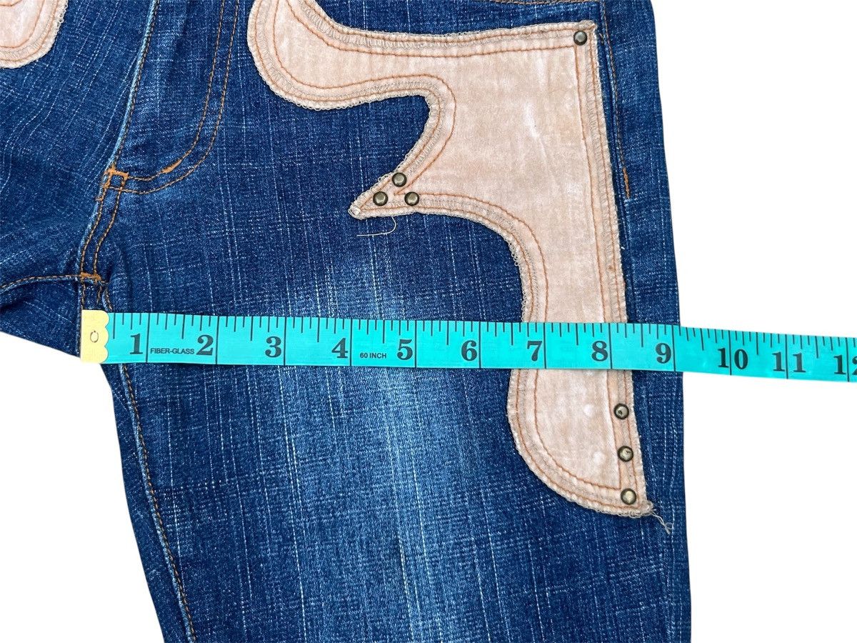 Japanese Brand 💥 LEATHER PATCHWORK FLARED 💥 HIT IT OFF Jeans Size US 27 - 14 Thumbnail