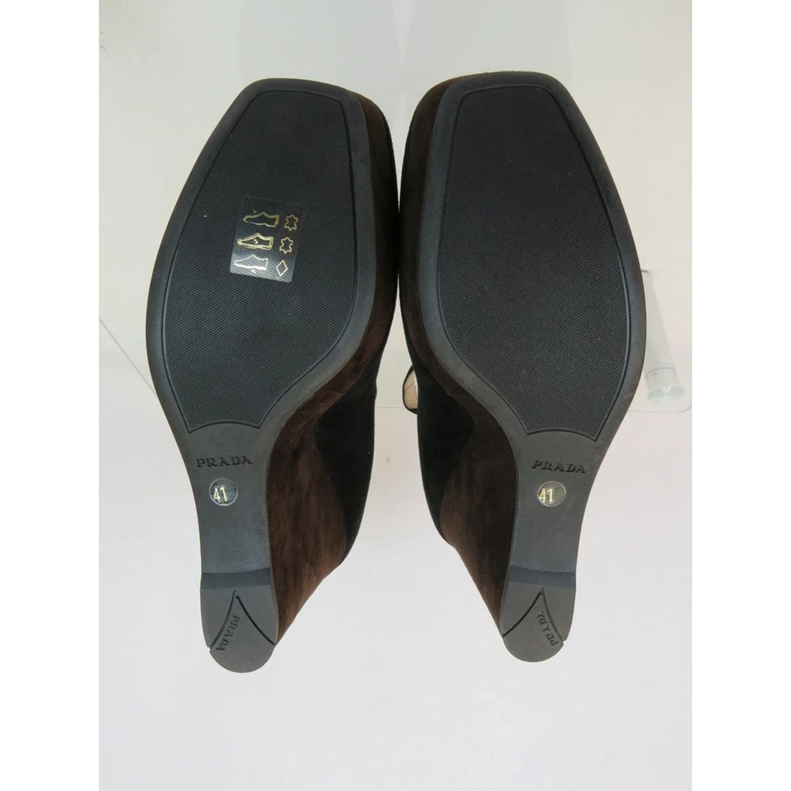 Prada NIB PRADA BLACK BROWN SUEDE WEDGE PLATFORM PUMPS 41 ITALY Size US 11 / IT 41 - 7 Thumbnail