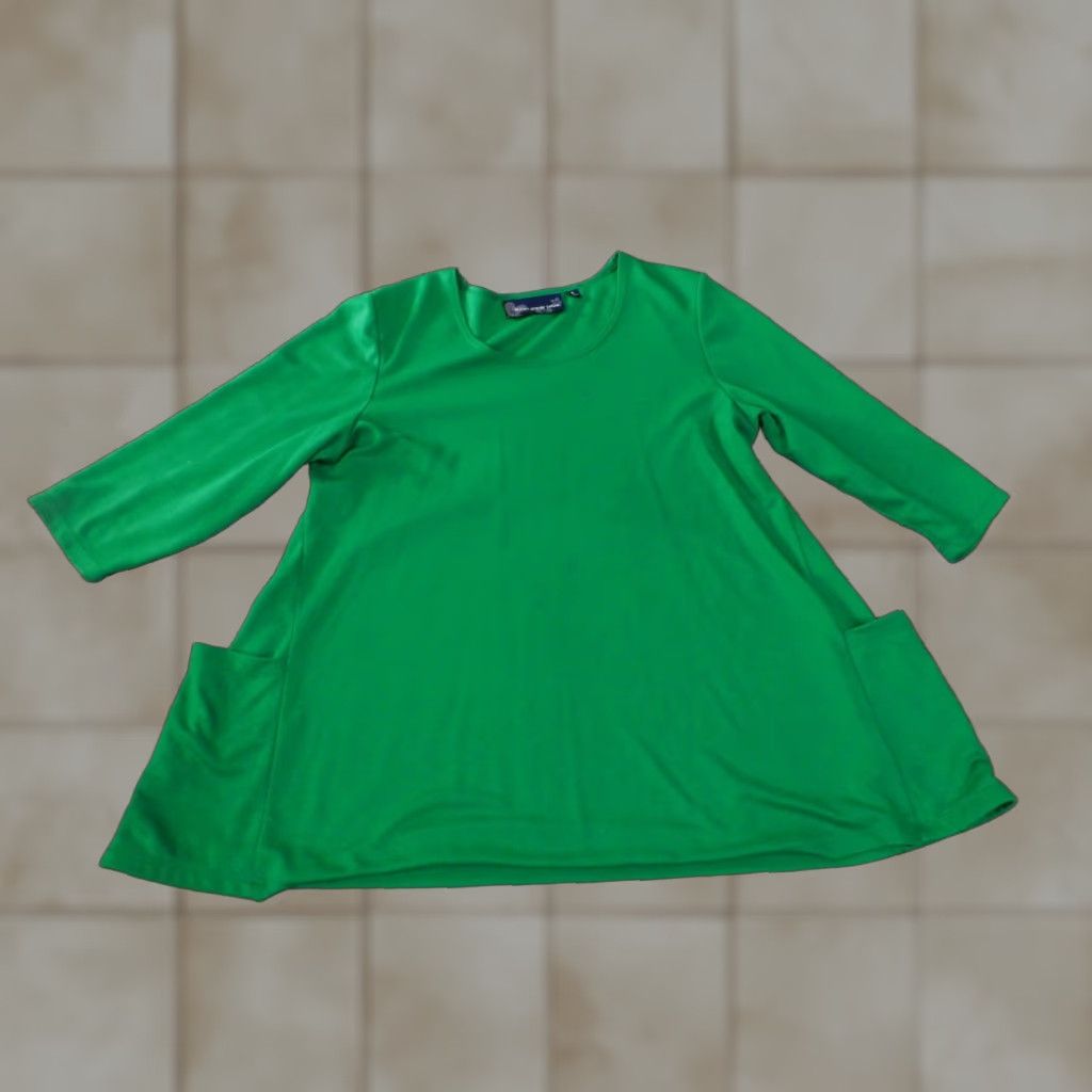 Vintage Susan Graver Shirt Womens M Green Long Sleeve Collared Button-Up Pullover Pocketed Stretch Knit Basic Casual Vintage? No (do not include vintage) Size M / US 6-8 / IT 42-44 - 1 Thumbnail