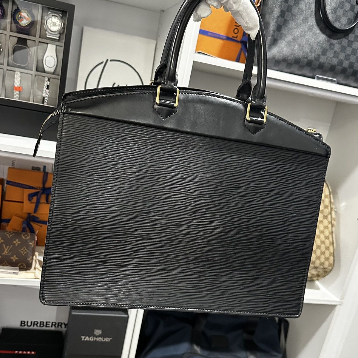 Louis Vuitton Louis Vuitton Riviera Handbag Epi Leather Black Size ONE SIZE - 12 Thumbnail
