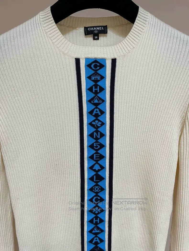 Chanel Chanel Ski series letter blue striped knitted pullover Size XS / US 0-2 / IT 36-38 - 3 Thumbnail