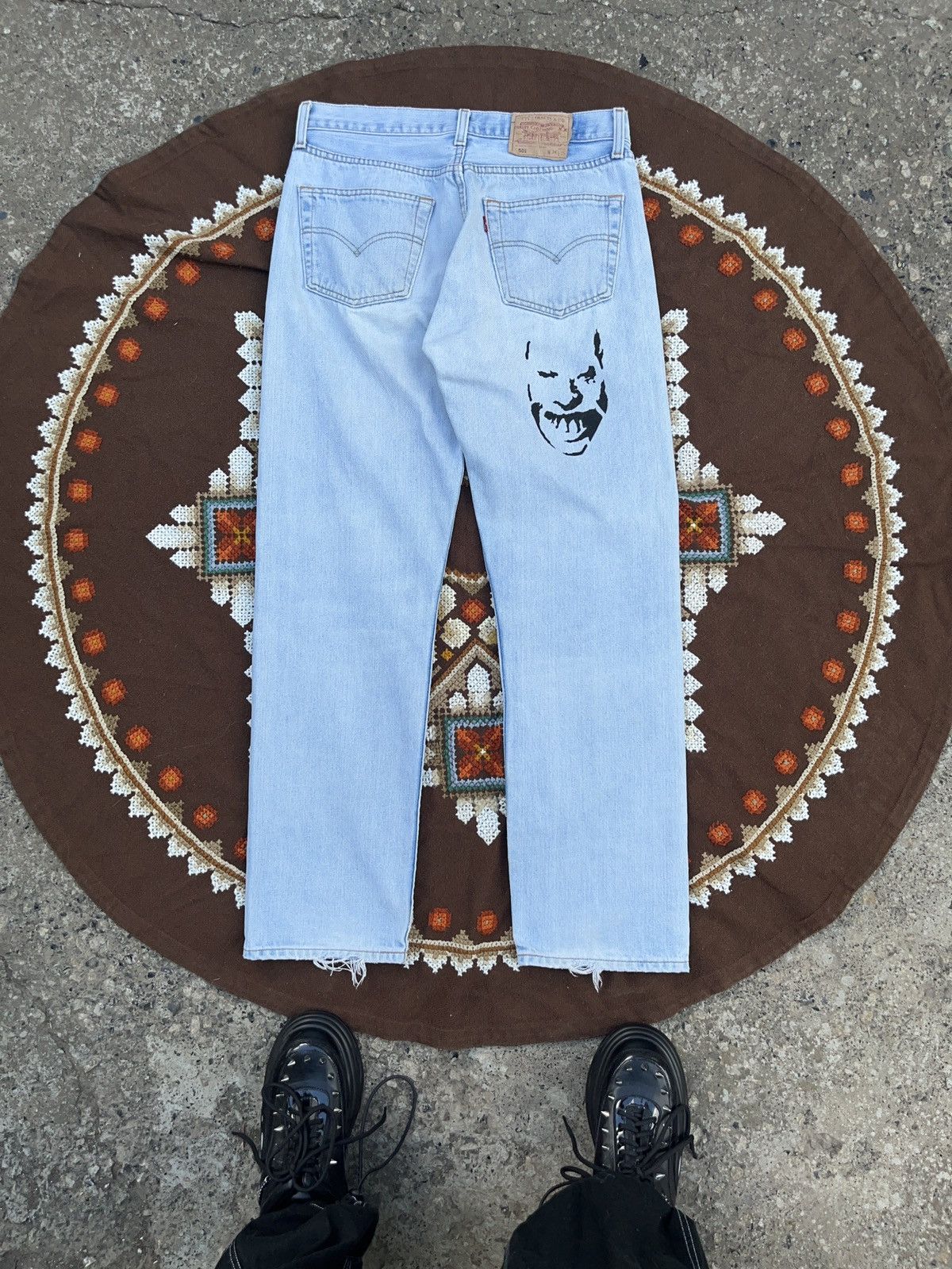 Apex Aphex Twin Custom Made Jeans On Vintage Levi’s 501 Size US 34 / EU 50 - 2 Thumbnail