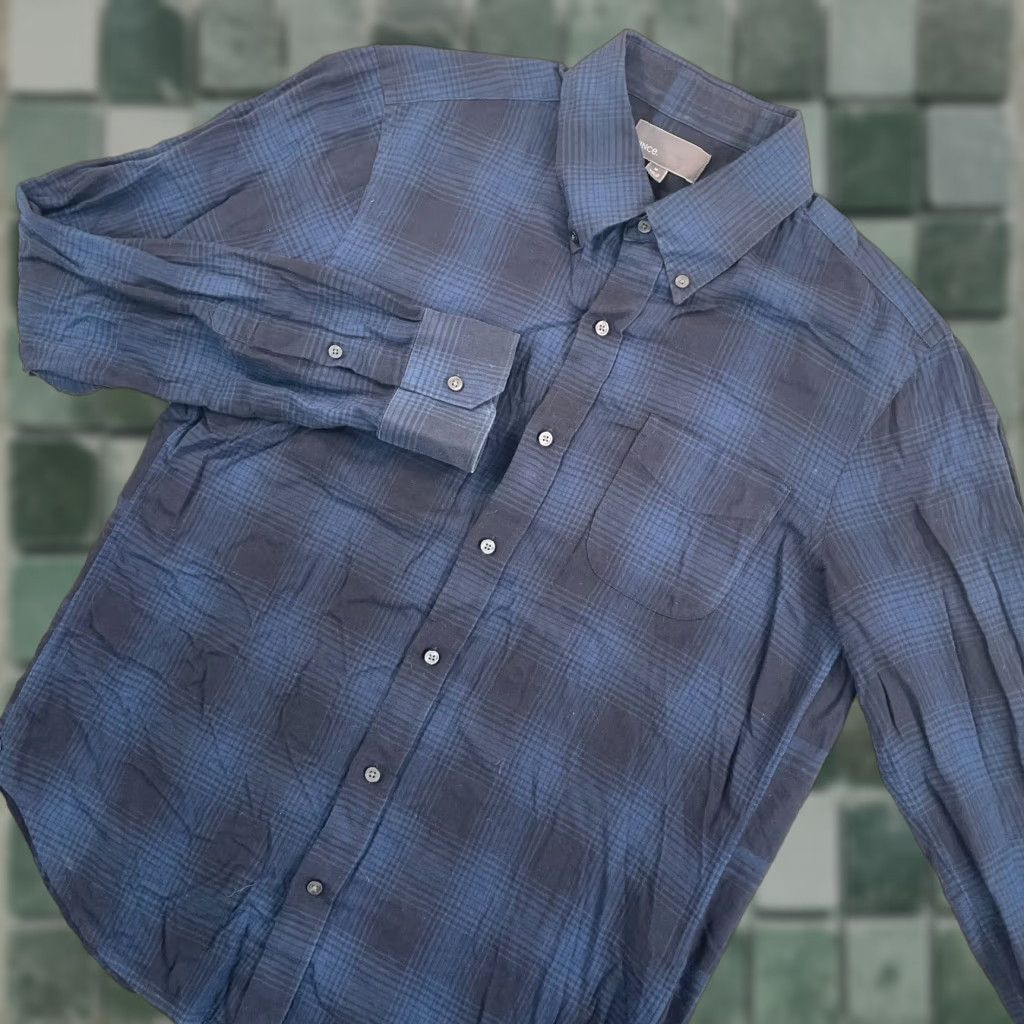Vince Vince Shirt Men Medium Blue Buffalo Plaid Long Sleeve Pocket Designer Preppy Size US M / EU 48-50 / 2 - 1 Thumbnail