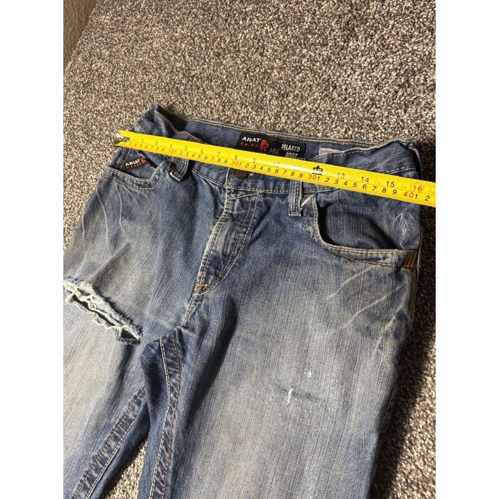 Ariat Ariat Jeans Mens 30x29 Blue Relaxed Boot Cut Distressed Western Denim M4 Size US 30 / EU 46 - 4 Thumbnail