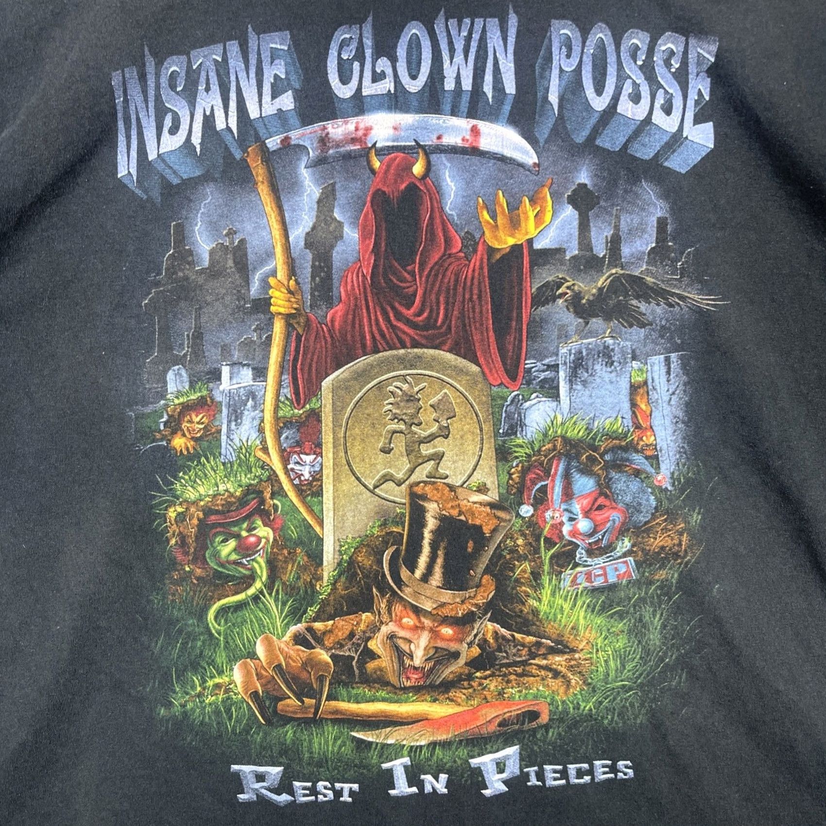 Gildan VINTAGE Insane Clown Posse Shirt Mens 3XL Black Rest In Pieces ICP Psychopathic Records Size US XXL / EU 58 / 5 - 3 Thumbnail