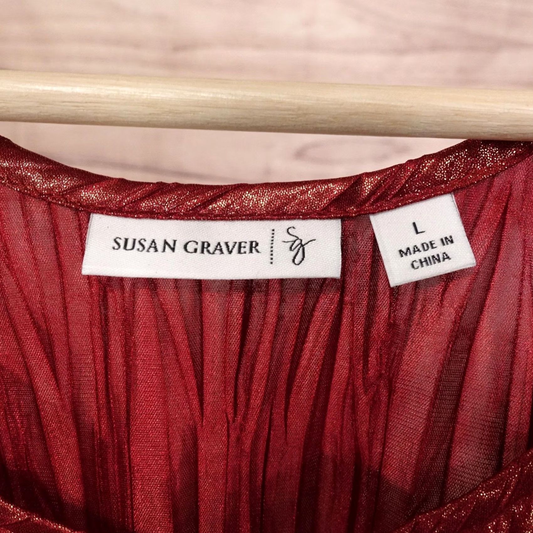 Vintage Susan Graver Tank Womens L Red Metallic Pleated Scoop Neck Sleeveless Party Cocktail Summer VINTAGE No Size L / US 10 / IT 46 - 4 Thumbnail