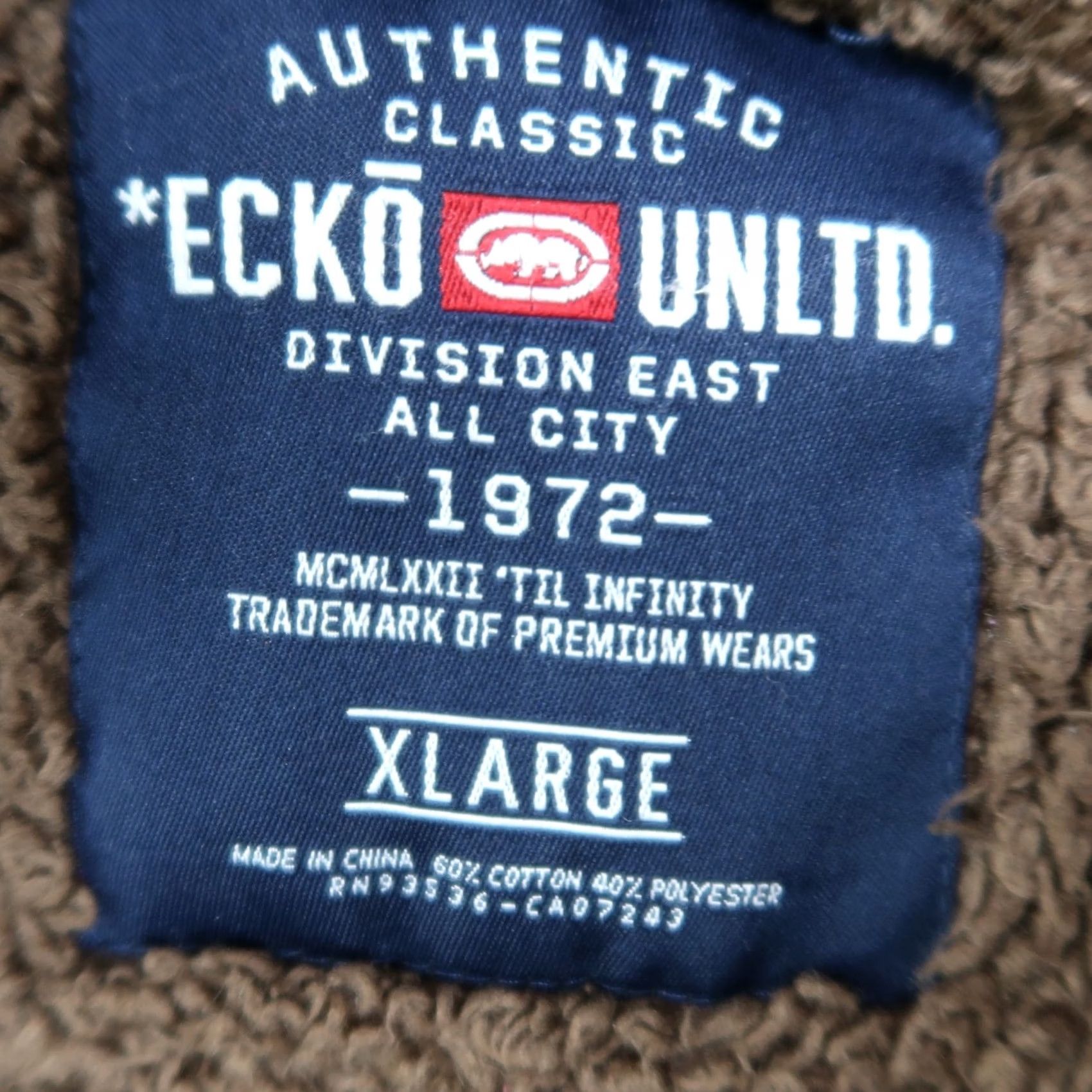 Logo 7 VINTAGE ecko Hoodie Main Logo Crest Embroidered Gray Zip Fur Fleece 90s Hip Hop Size XL Mens Size US XL / EU 56 / 4 - 6 Thumbnail