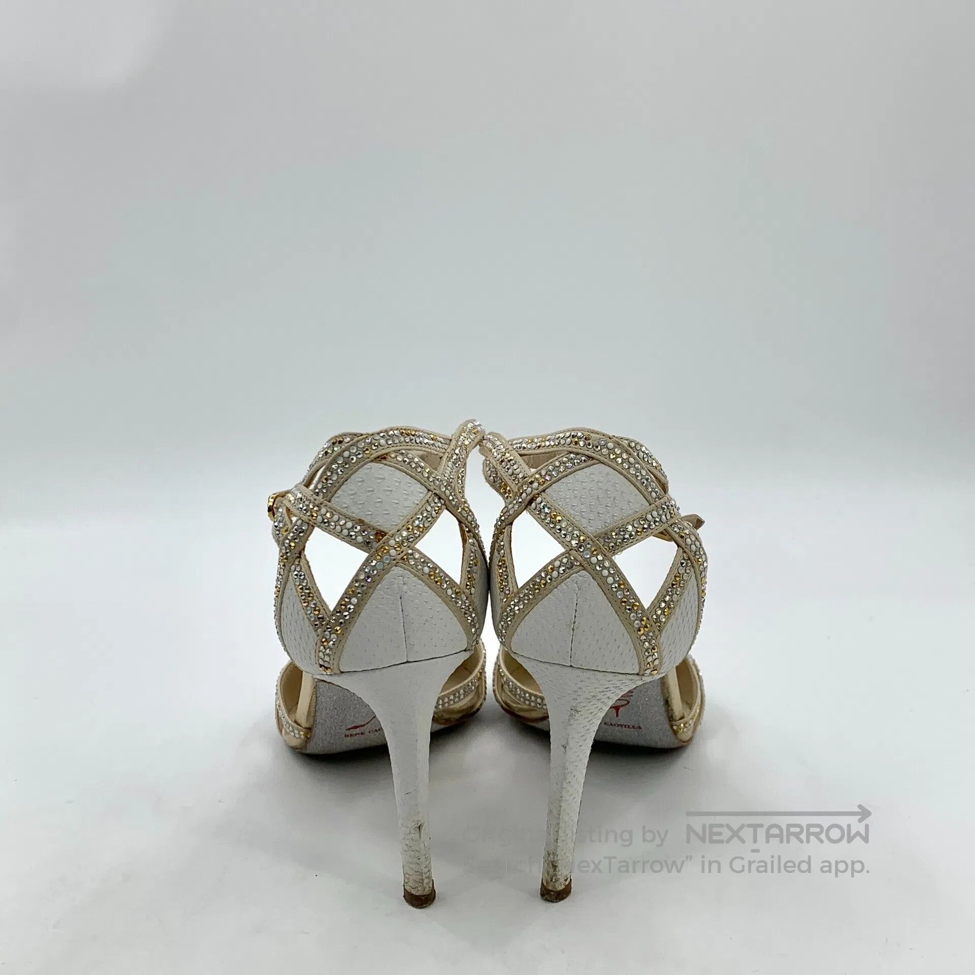 Rene Caovilla Rene Caovilla White Pointed Toe One Strap Buckle Diamond D Size US 7.5 / IT 37.5 - 4 Thumbnail