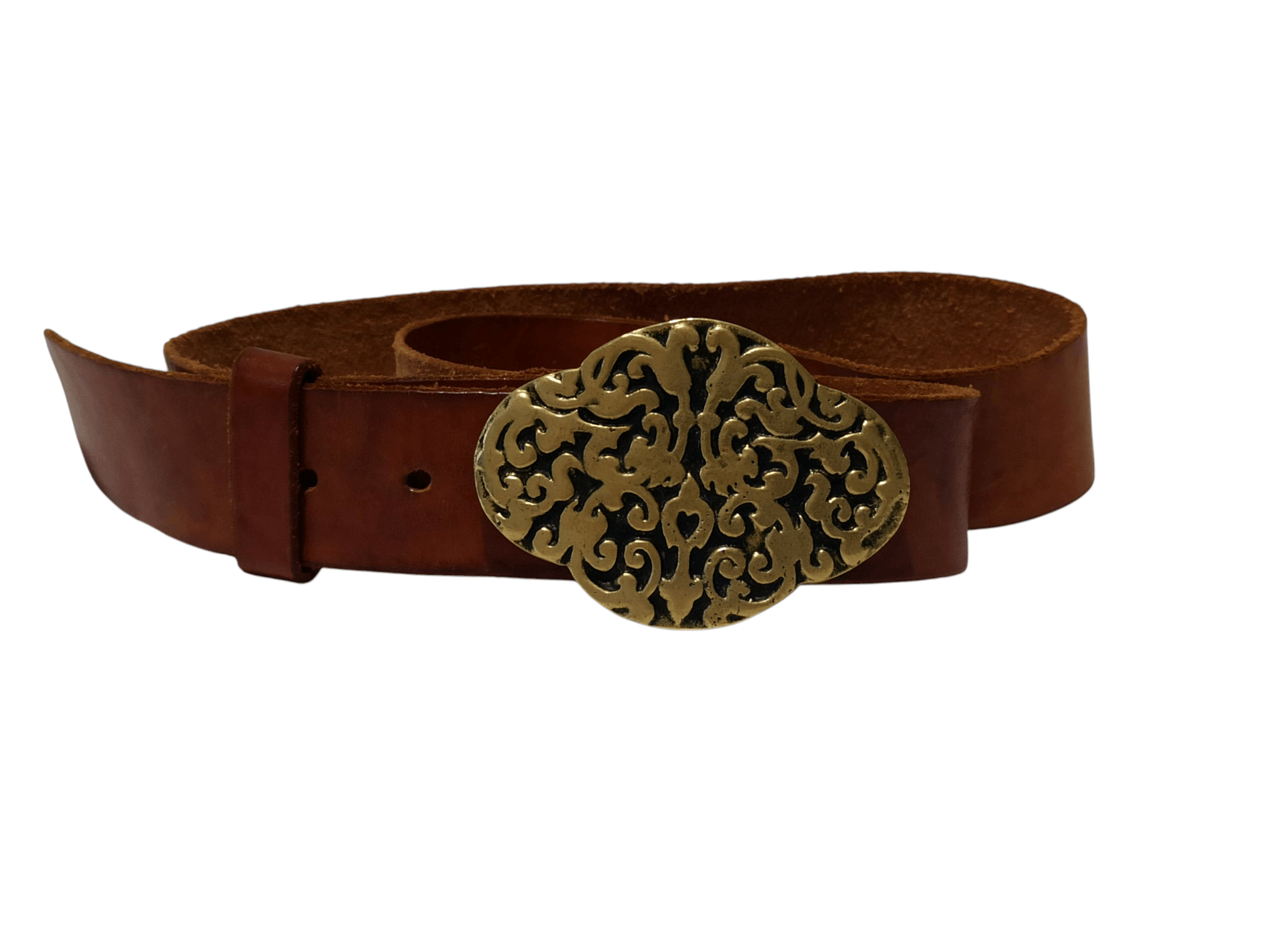 Other Vintage Leather Belt with Solid Brass Buckle Size ONE SIZE - 1 Thumbnail