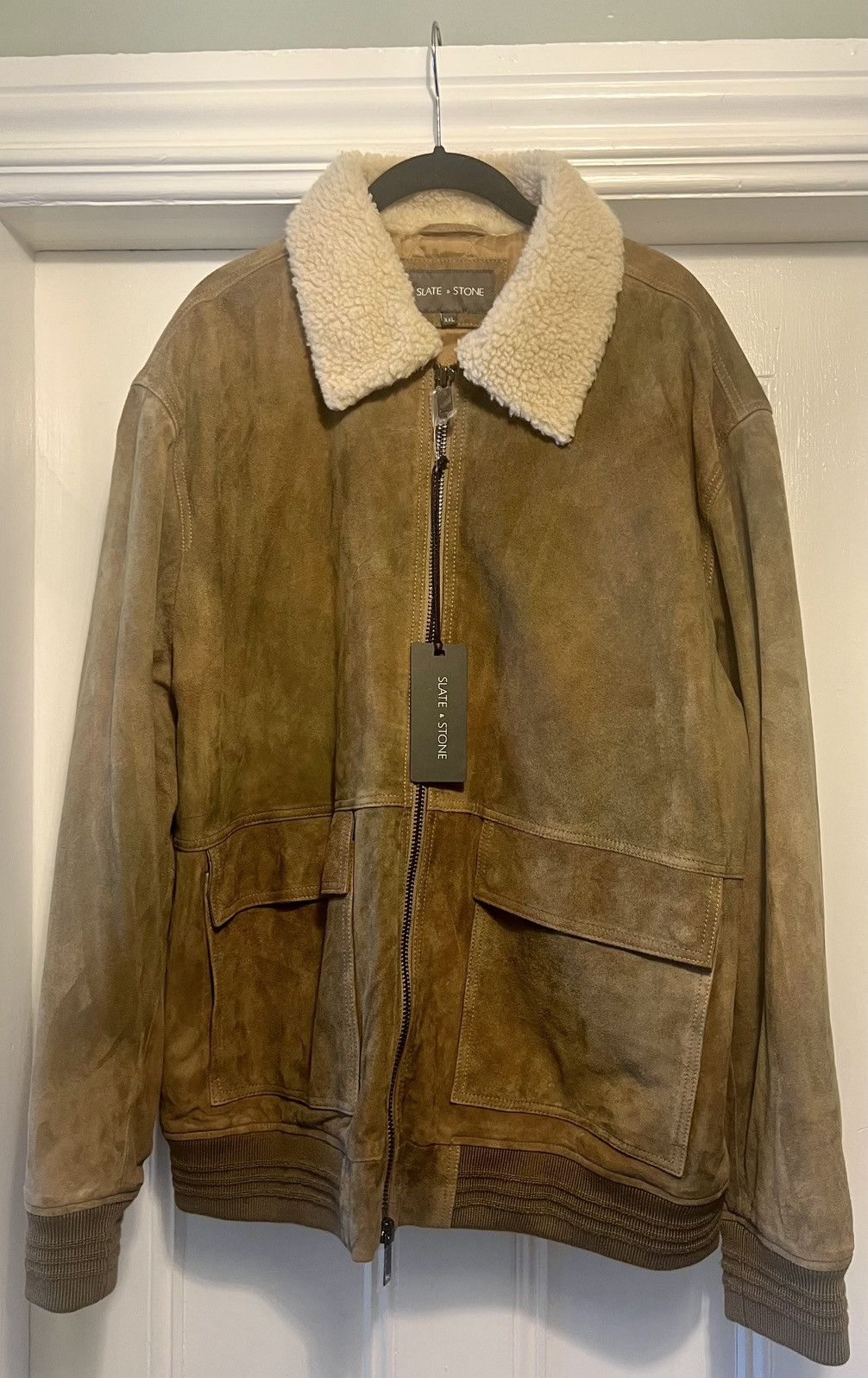 Slate & Stone Authentic Slate & Stone Goat Suede Aviator Jacket Sand XXL Size US XXL / EU 58 / 5 - 1 Thumbnail