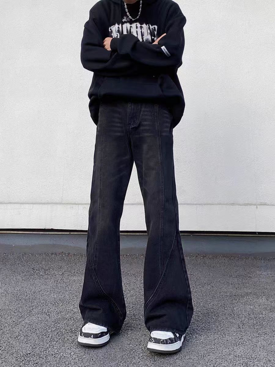 Designer × Jean × Vintage High Street Vintage Washed Spliced Micro Flare Jeans Size US 34 / EU 50 - 1 Thumbnail