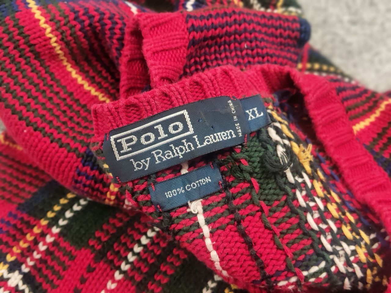 Polo Ralph Lauren Rare Vintage Polo Ralph Lauren Knit Sweater Plaid Red Tartan Size US XL / EU 56 / 4 - 11 Thumbnail