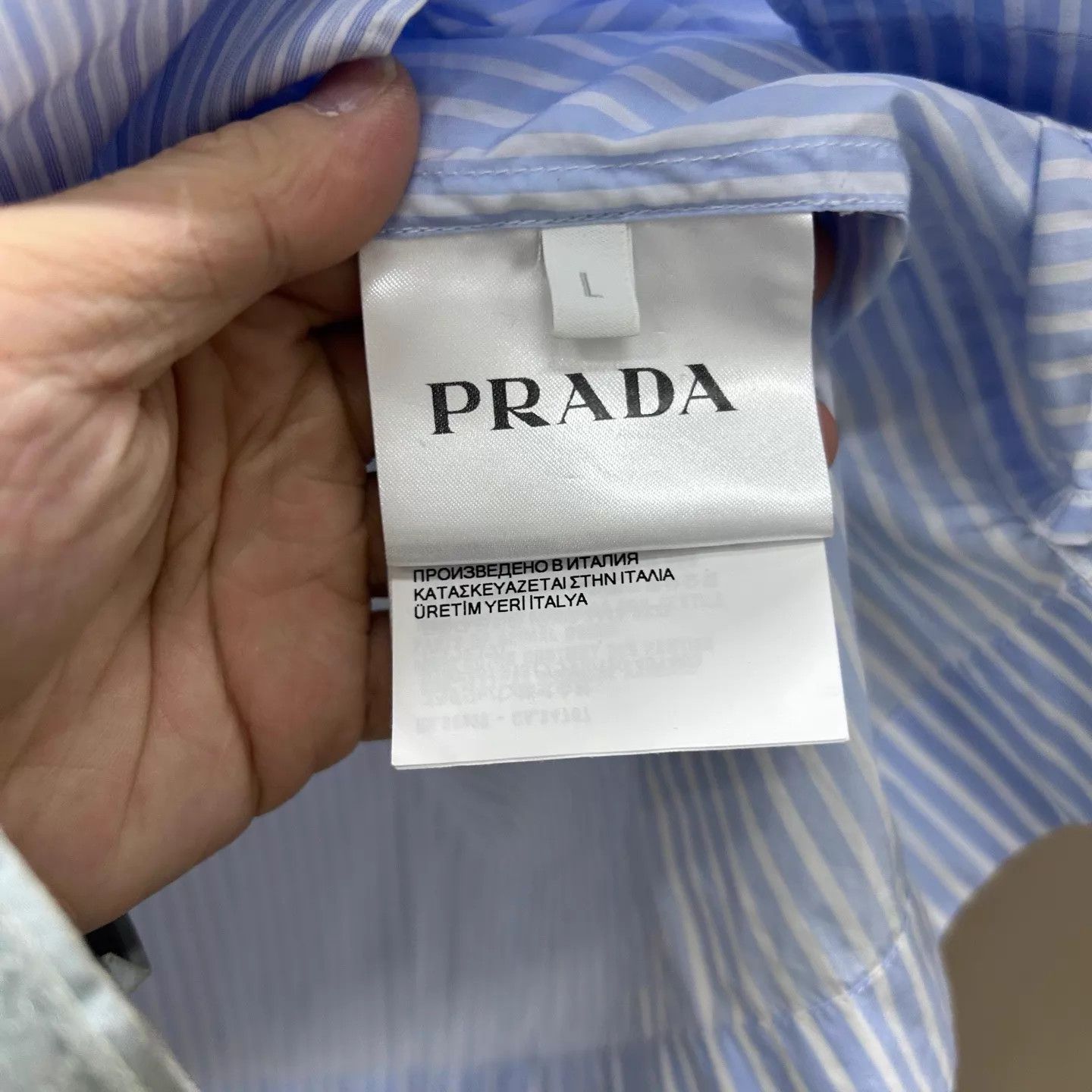 Prada PRADA 99 New PlaidStripe Button-Front Short-Sleeve L Size US L / EU 52-54 / 3 - 4 Thumbnail
