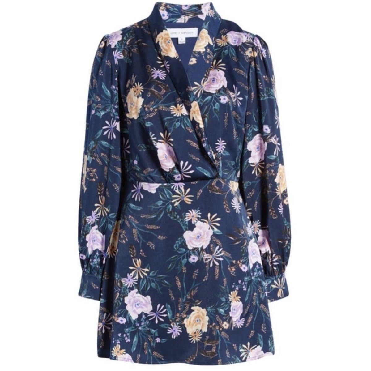 NWT Lost + Wander Eva Floral Mini Dress Blue Sz M