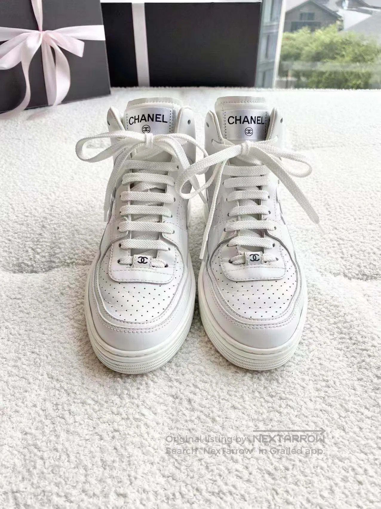 Chanel Chanel Double clogo high-top sneakers with round-toe laces Size US 7 / IT 37 - 2 Thumbnail