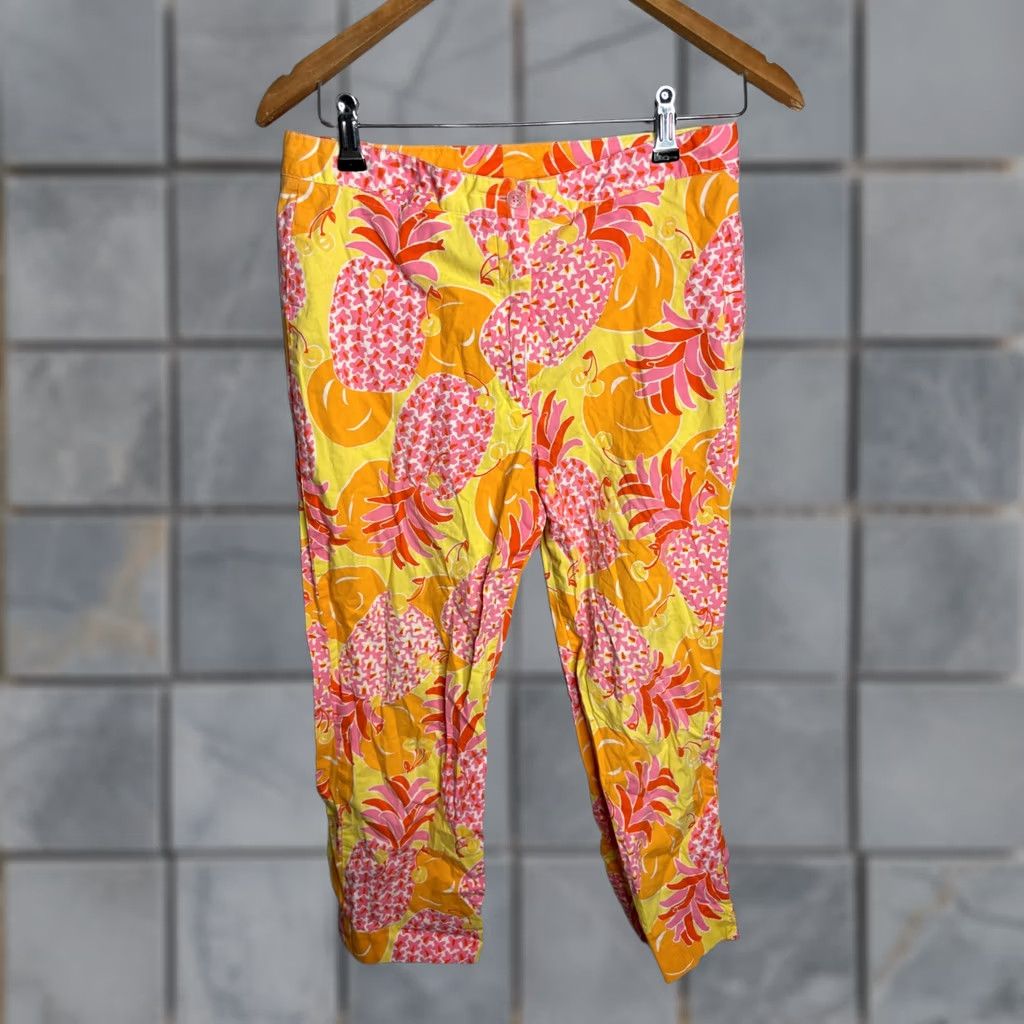 Lilly Pulitzer Lilly Pulitzer Pants Women's 8 Colorful Pineapple Print Tropical Beach Casual Party Travel Stretch Pockets Capri Size 30" / US 8 / IT 44 - 1 Thumbnail