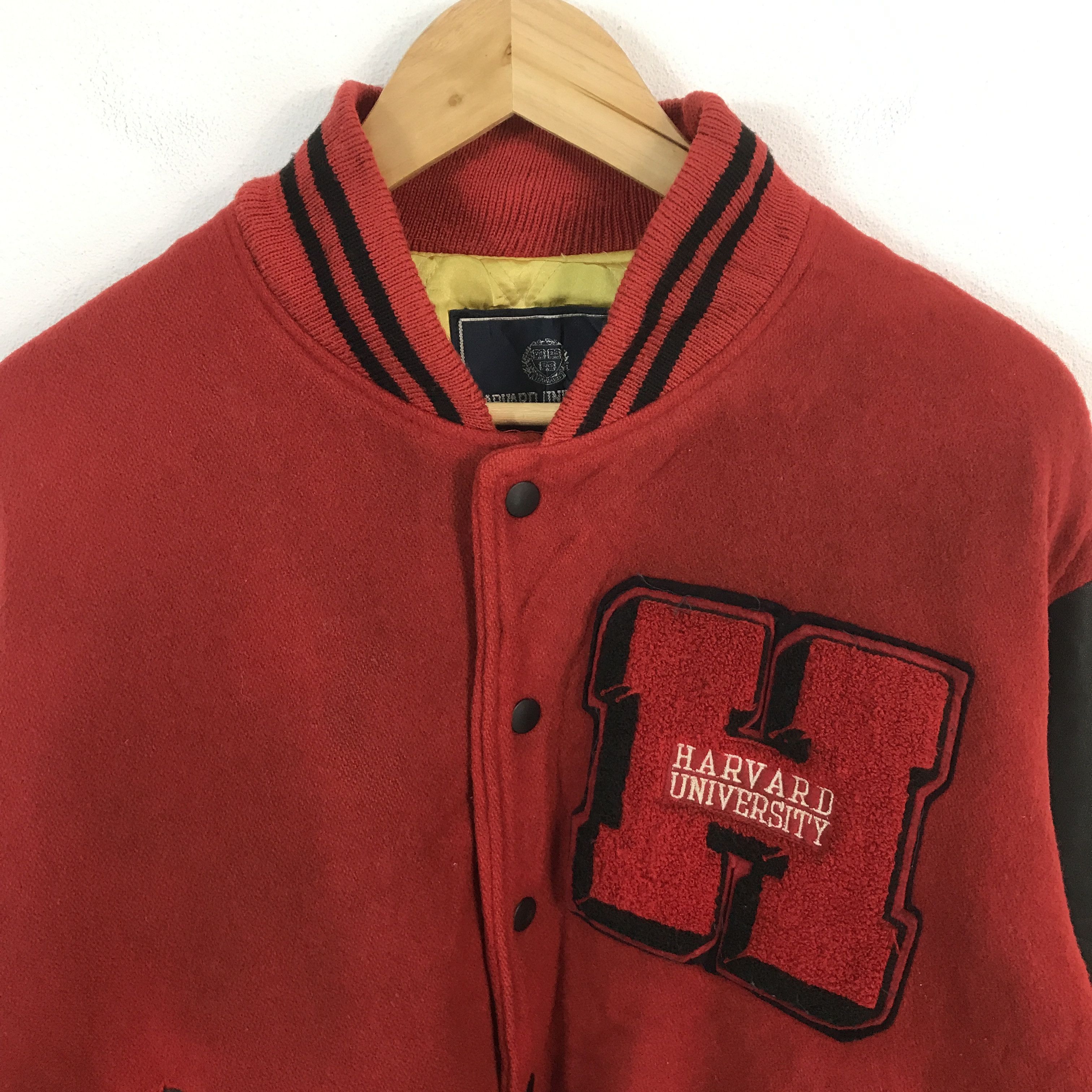 Vintage 2000s Harvard University Varsity jacket leather sleeve Size US L / EU 52-54 / 3 - 3 Thumbnail