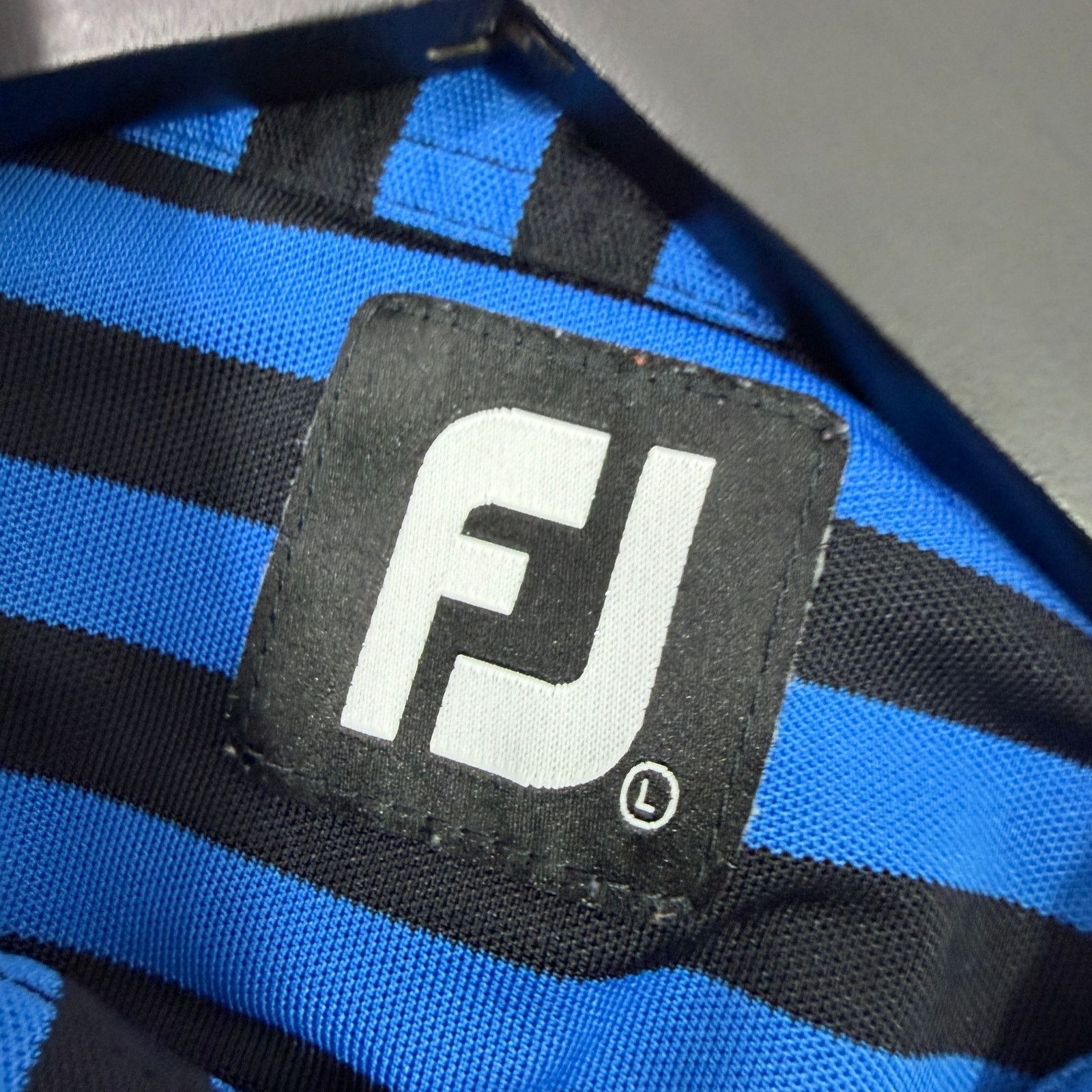 Footjoy Footjoy Polo Shirt Men's Large Blue Black Striped Athletic Size US L / EU 52-54 / 3 - 4 Thumbnail