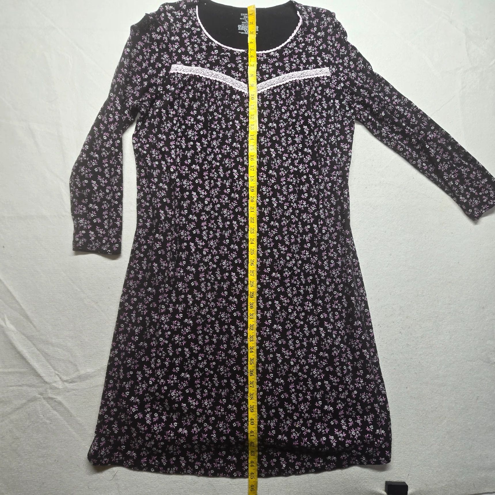 Vintage Simply Basic Nightgown Blue Flowers Floral Rose Lace Short Sleeve Sleepwear 2X Size 40" / US 18 - 6 Thumbnail