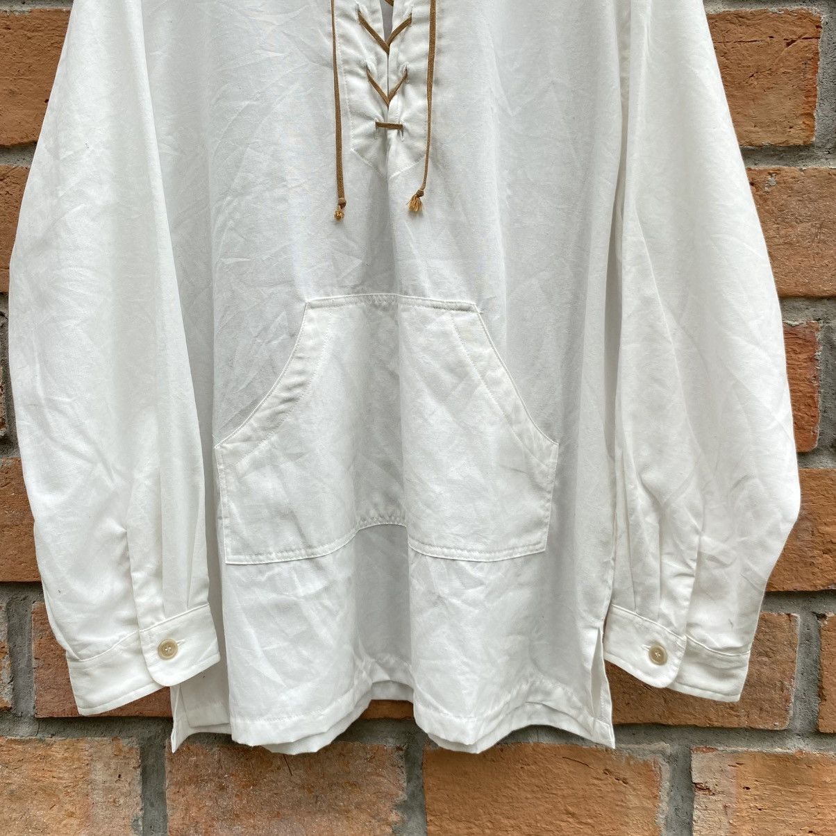 Vintage Vintage White Lace-Up Collar Long Sleeve Shirt Size US L / EU 52-54 / 3 - 17 Thumbnail